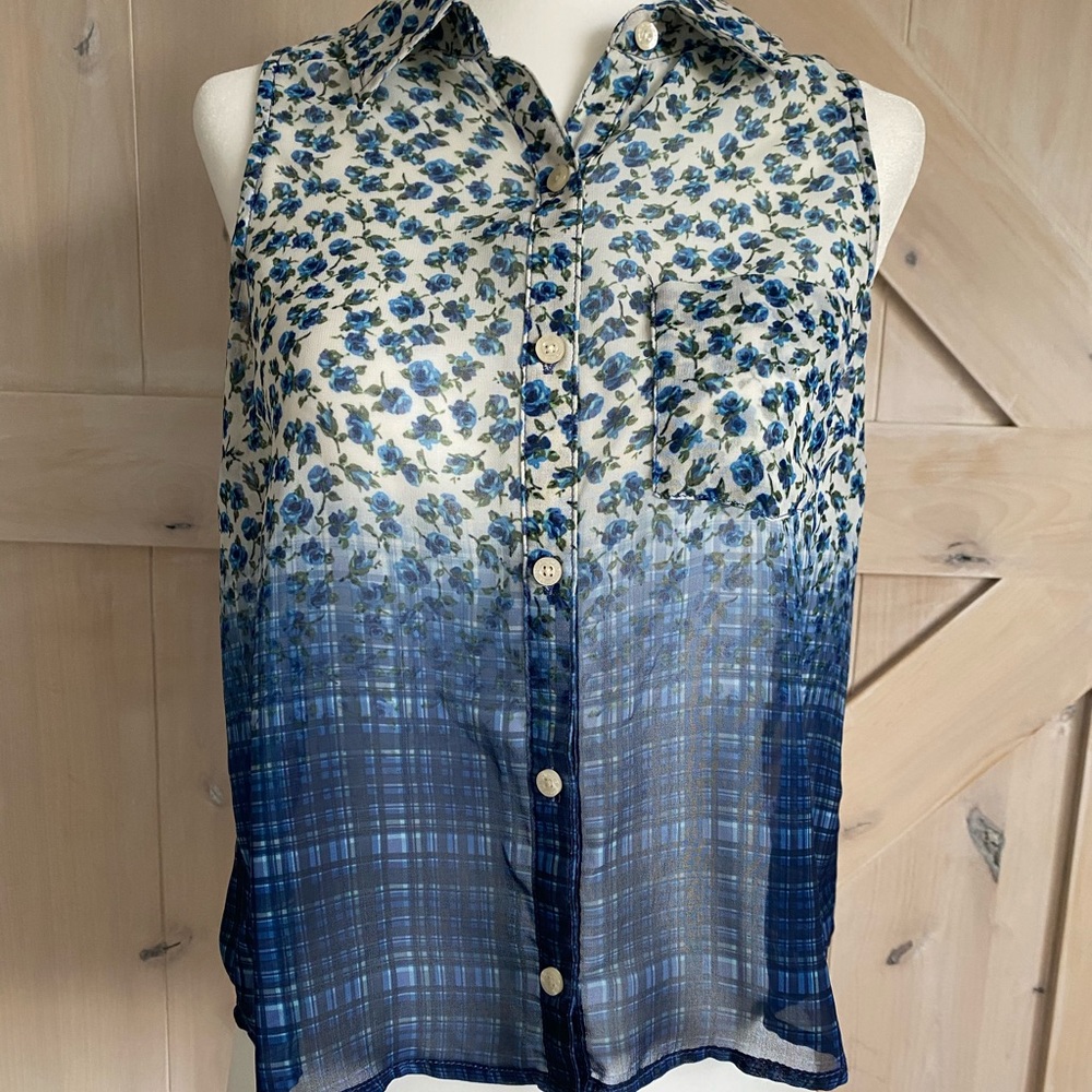 Button down floral tank top